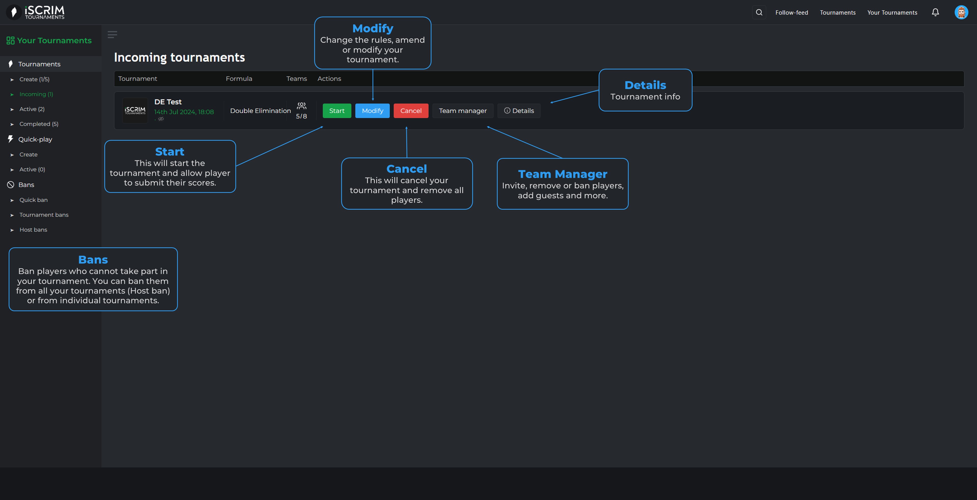 Incoming Tournaments